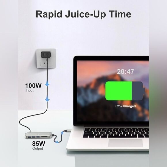 6-in-1 Multiport USB C Adapter Hub For Laptops 3 USB Ports 4K HDMI SD Card NIB - Picture 5 of 8